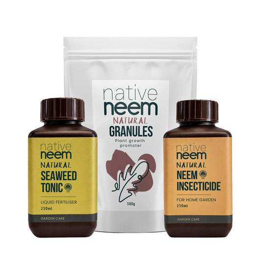Nativeneem Garden Care Bundle with neem granules, insecticide and seaweed tonic