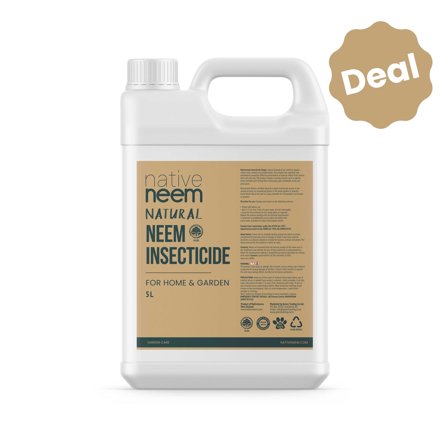 Organic Neem Oil Insecticide 5L