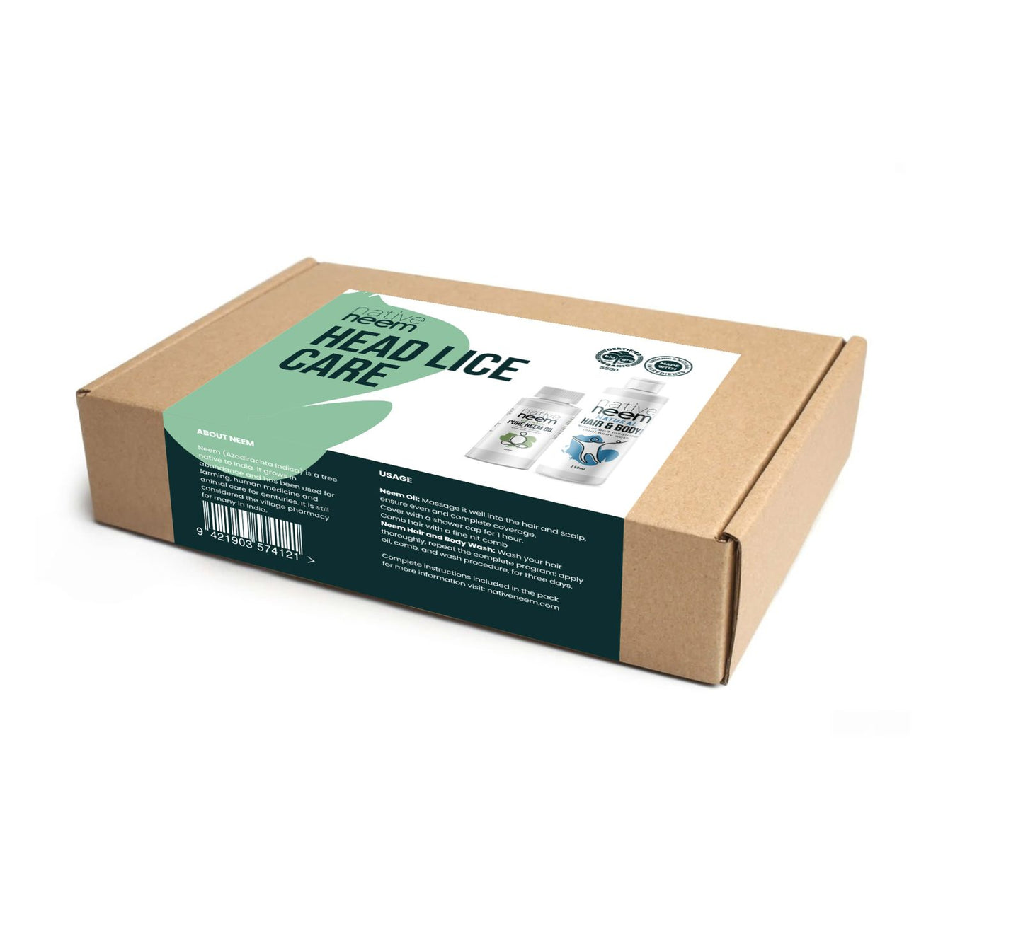 Native Neem Organic Head Lice Pack in its branded packaging