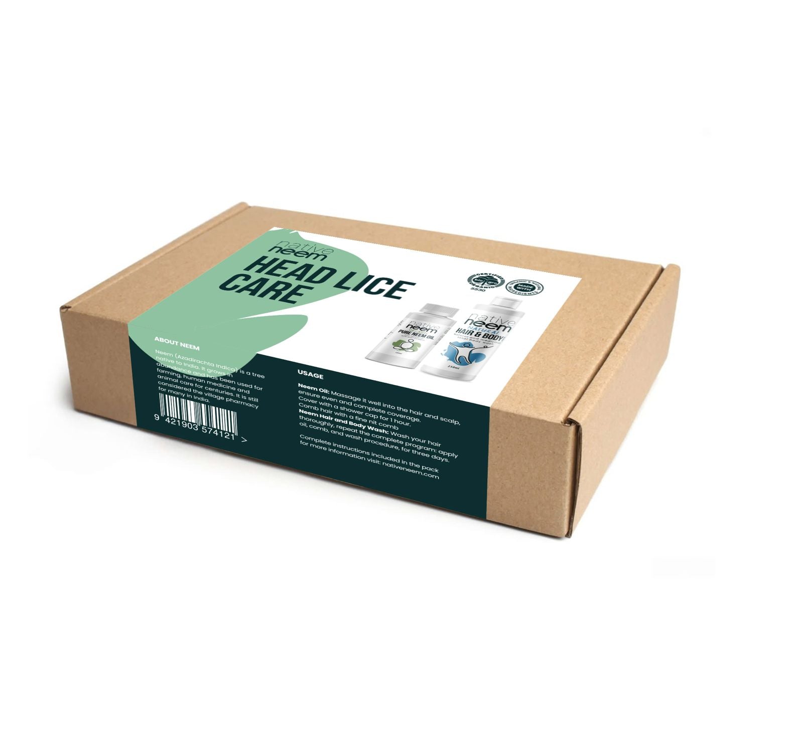 Native Neem Organic Head Lice Pack in its branded packaging