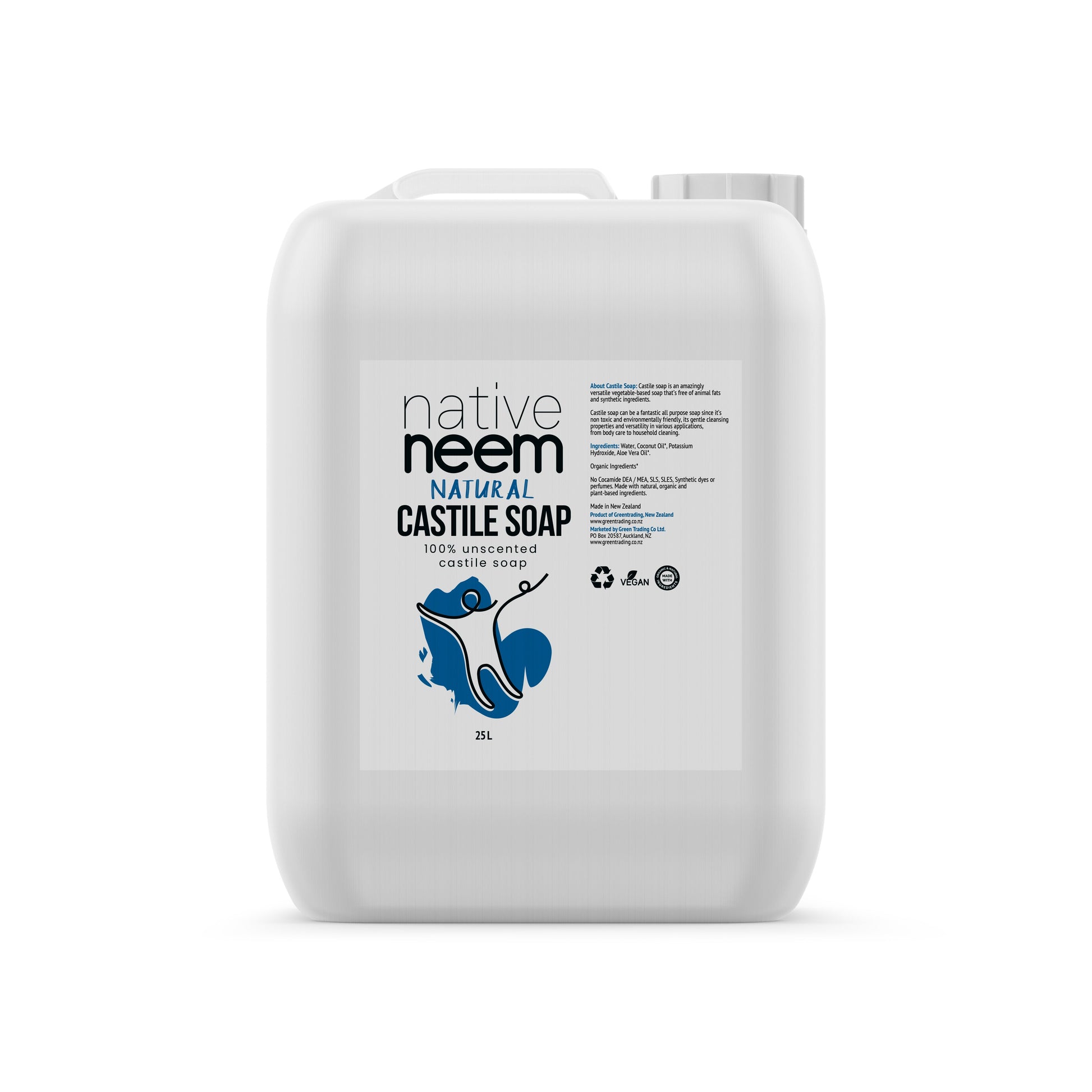 Pure Castile Liquid Soap (unscented) 25L - NativeNeem